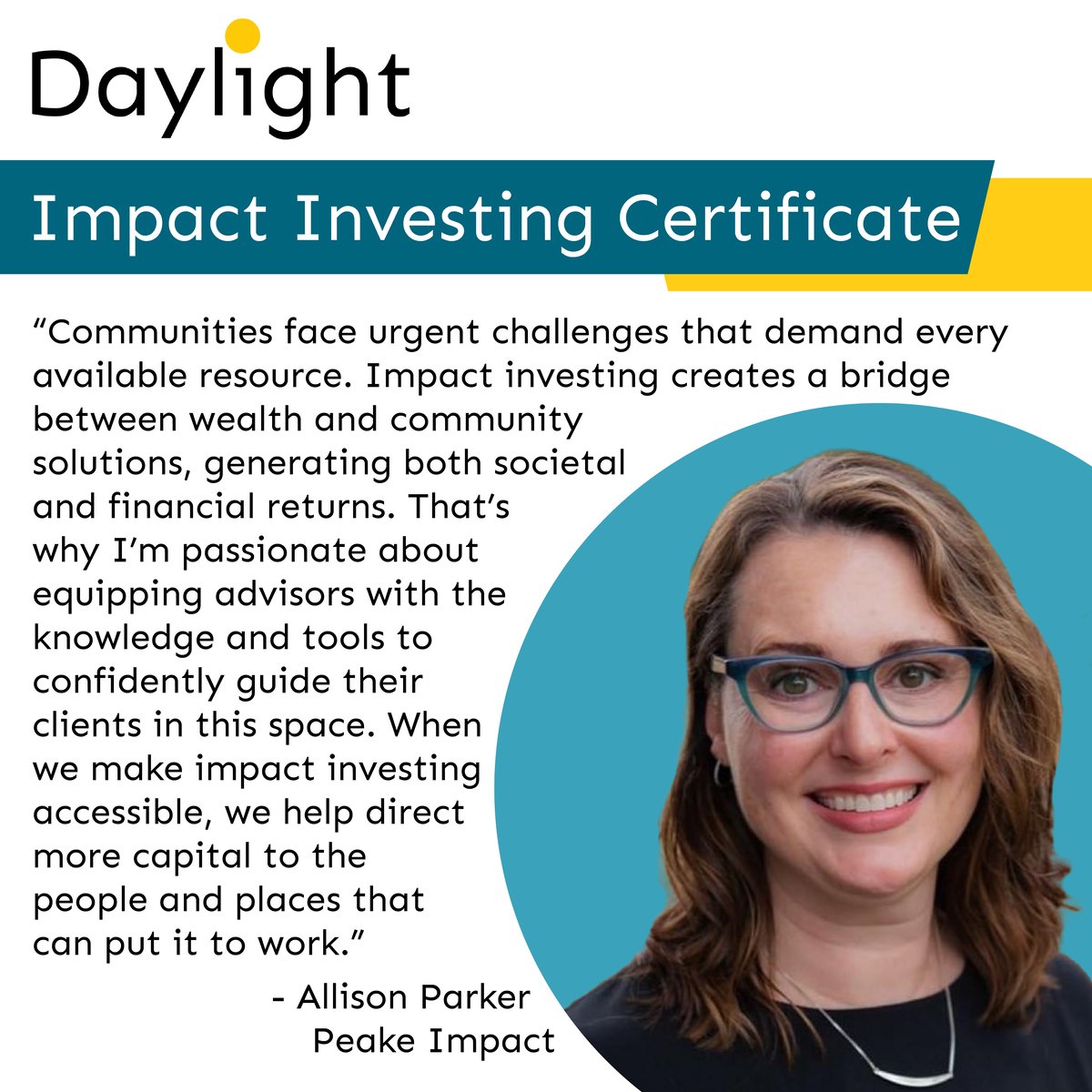 Certificate_Impact Investing_Allison Parker quote 022025